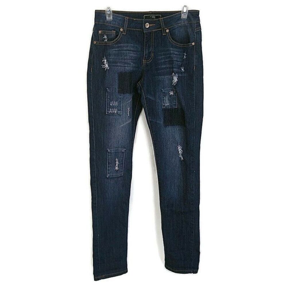 💥5/$25 Cato Womens 8 Jeans Dark Wash Faded Distressed Denim Contemporary Skinny